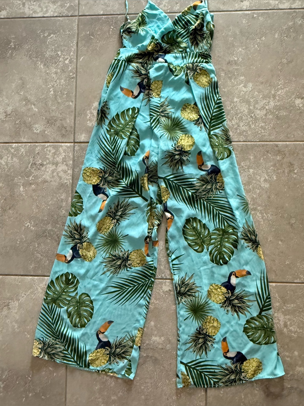 NanaMacs Turquoise Tropical Toucan Jumpsuit